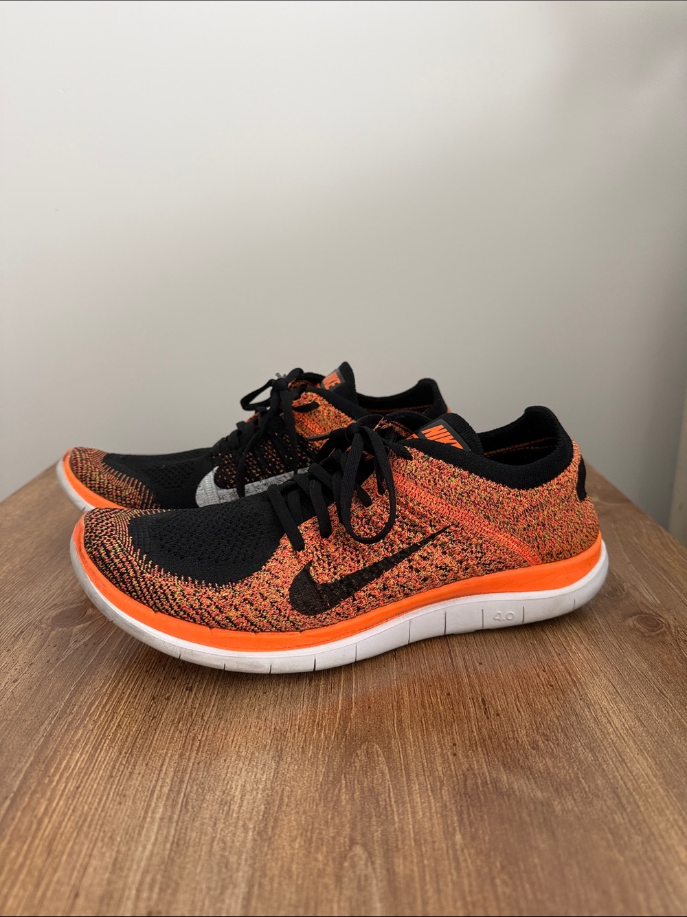 Nike Free 4.0 Flyknit Sneakers - Black & Orange